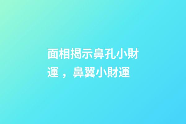 面相揭示鼻孔小財運，鼻翼小財運